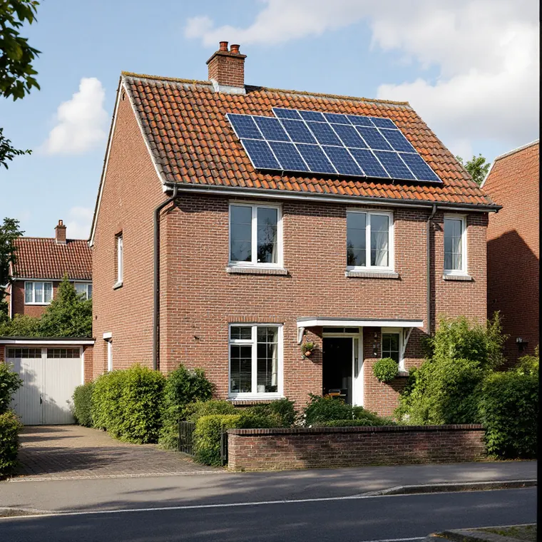 Maison résidentielle belge avec panneaux photovoltaïques éligibles aux aides régionales