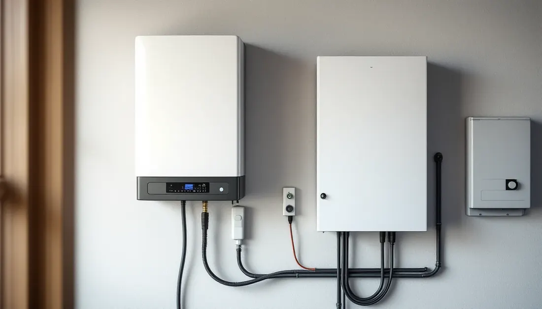Onduleur hybride et batterie domestique dans un local technique